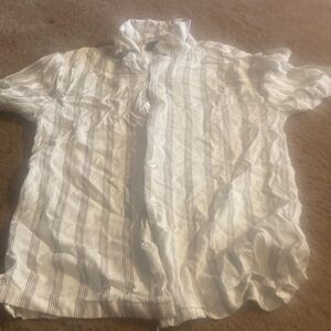 No Boundaries White and Gray Striped Button Down Shirt